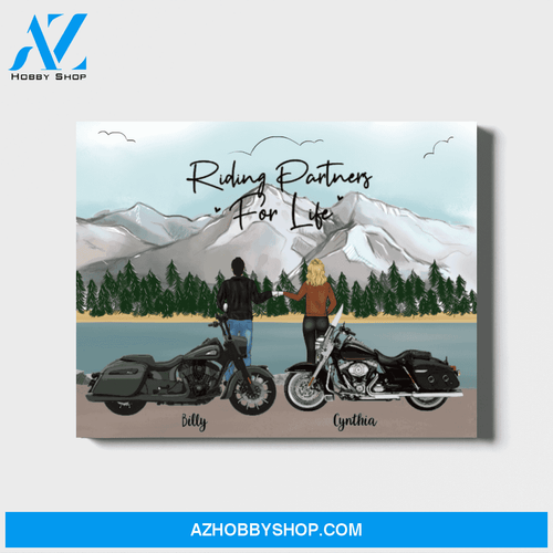 Personalized Landscape Canvas, Two Riders, Custom Gift for Motorcycle Lovers