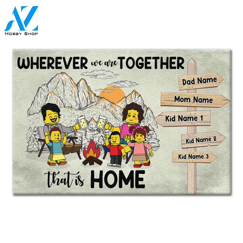 Personalized Lego Gifts For Camping Couple Wherever we are together Custp, Doormat