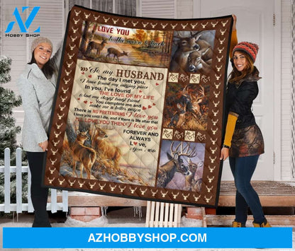 Personalized Letter To My Husband Deer Fleece Blanket