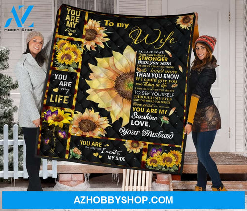 Personalized Letter To My Wife Sunflower Fleece Blanket