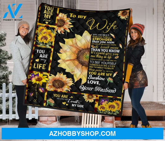 Personalized Letter To My Wife Sunflower Fleece Blanket