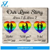 Personalized LGBT Gay Couple Gift For LGBTQ+ Pride Canvas Rainbow Couple