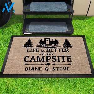 Gosszy - Personalized Life Is Better Camping Doormat-RV Camper -Tractor - Motor Home Doormat, Happy Campsite, Tent Mats