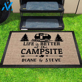 Gosszy - Personalized Life Is Better Camping Doormat-RV Camper -Tractor - Motor Home Doormat, Happy Campsite, Tent Mats