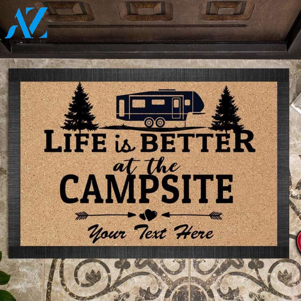Gosszy - Personalized Life Is Better Camping Doormat-RV Camper -Tractor - Motor Home Doormat, Happy Campsite, Tent Mats