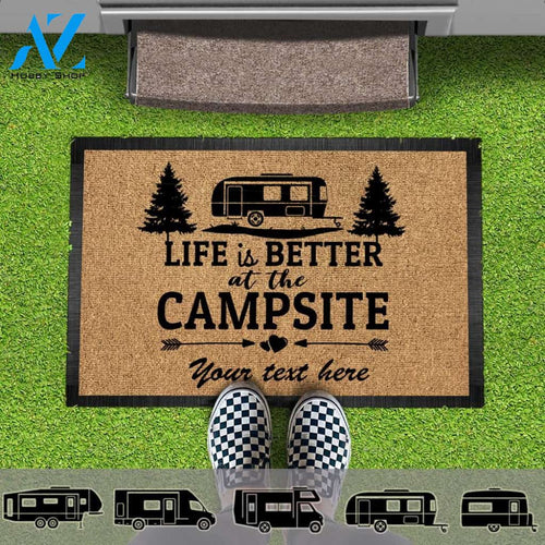 Personalized Life Is Better Camping Doormat-RV Camper -Tractor - Motor Home Doormat, Happy Campsite, Tent Mats