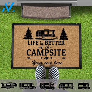 Personalized Life Is Better Camping Doormat-RV Camper -Tractor - Motor Home Doormat, Happy Campsite, Tent Mats