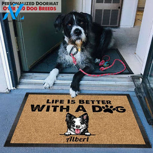 Gosszy - Personalized Life is better with a Dog Pawprints Doormat, Dog mat custom, Pawprints Doormat, dog doormat, dog gift, dog mat, custom dog - Dog mat custom