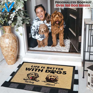 Gosszy - Personalized Life is better with a Dog Pawprints Doormat, Dog mat custom, Pawprints Doormat, dog doormat, dog gift, dog mat, custom dog - Dog mat custom