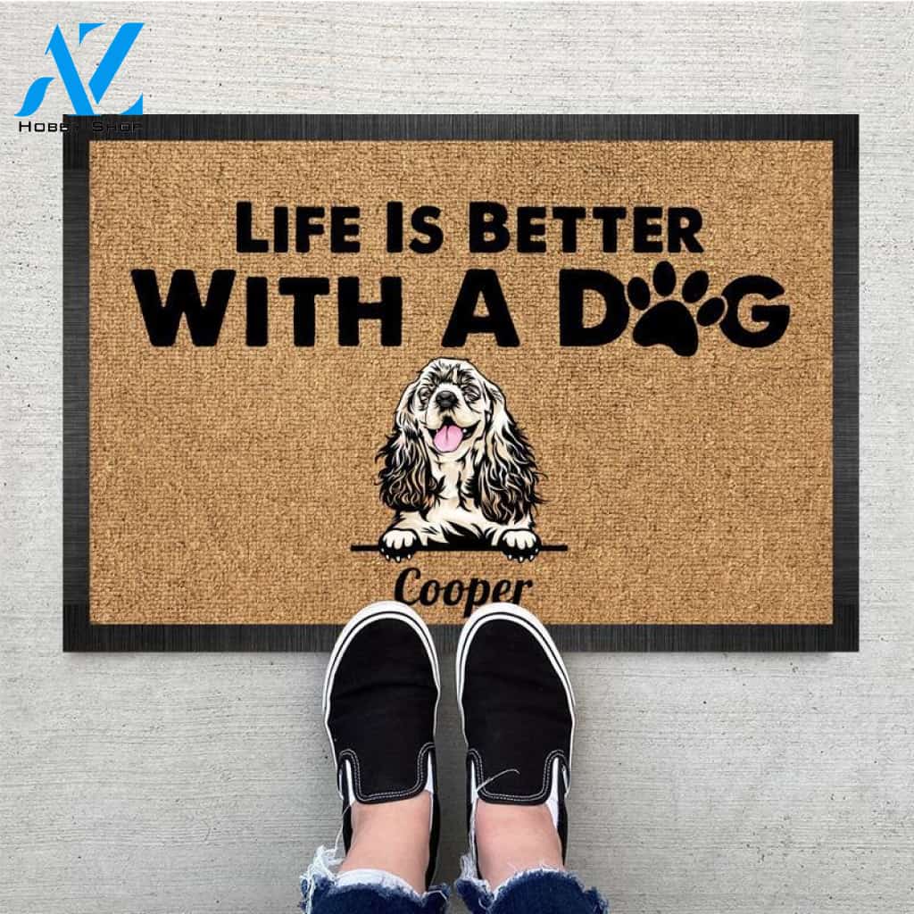 Personalized Life is better with a Dog Pawprints Doormat, Dog mat custom, Pawprints Doormat, dog doormat, dog gift, dog mat, custom dog - Dog mat custom