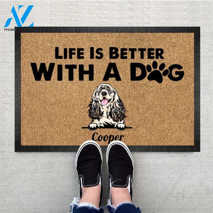Personalized Life is better with a Dog Pawprints Doormat, Dog mat custom, Pawprints Doormat, dog doormat, dog gift, dog mat, custom dog - Dog mat custom
