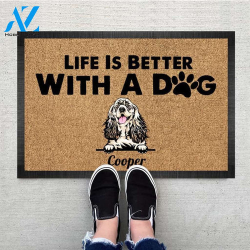 Personalized Life is better with a Dog Pawprints Doormat, Dog mat custom, Pawprints Doormat, dog doormat, dog gift, dog mat, custom dog - Dog mat custom