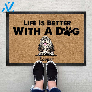 Personalized Life is better with a Dog Pawprints Doormat, Dog mat custom, Pawprints Doormat, dog doormat, dog gift, dog mat, custom dog - Dog mat custom