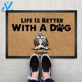 Personalized Life is better with a Dog Pawprints Doormat, Dog mat custom, Pawprints Doormat, dog doormat, dog gift, dog mat, custom dog - Dog mat custom