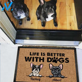 Gosszy - Personalized Life is better with a Dog Pawprints Doormat, Dog mat custom, Pawprints Doormat, dog doormat, dog gift, dog mat, custom dog - Dog mat custom