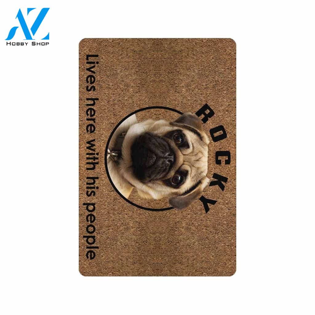 Personalized Live Here With His People Dog Doormat Home Decor – Doormat