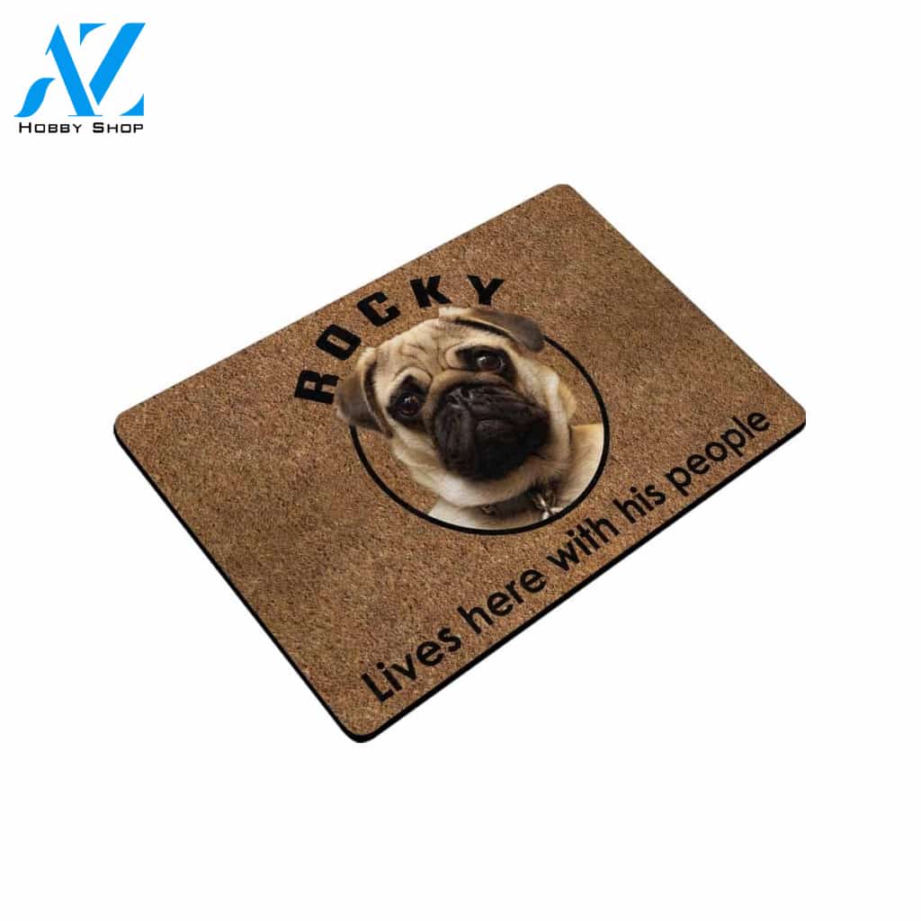 Personalized Live Here With His People Dog Doormat Home Decor – Doormat