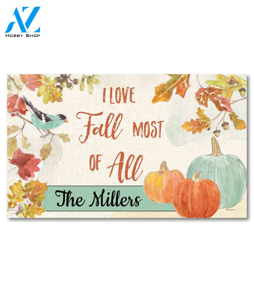 Personalized Love Fall Most of All Doormat - 18" x 30"