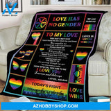 Personalized Love Has No Gender To My Love The Day I Met You LGBT Blanket Gift For LGBT Birthday Gift Bedding Couch Sofa Soft And Comfy Cozy