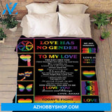 Personalized Love Has No Gender To My Love The Day I Met You LGBT Blanket Gift For LGBT Birthday Gift Bedding Couch Sofa Soft And Comfy Cozy