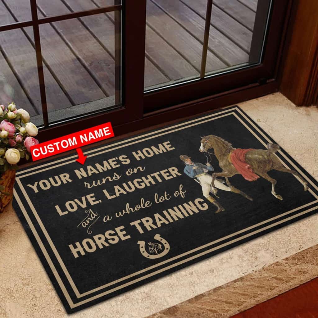 Personalized Love, Laughter &amp;amp; Horse training Custom Name Doormat Welcome Mat