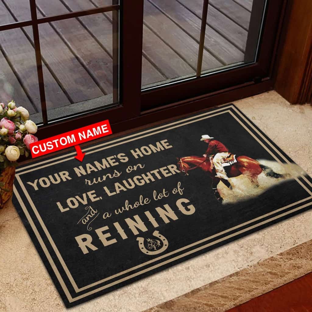 Personalized Love, Laughter &amp;amp; Reining Custom Name Doormat Welcome Mat