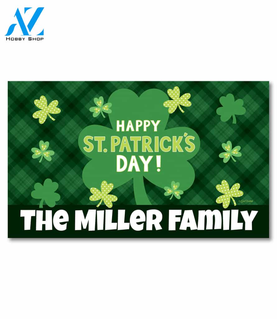 Personalized Lucky Shamrocks Doormat - 18" x 30"