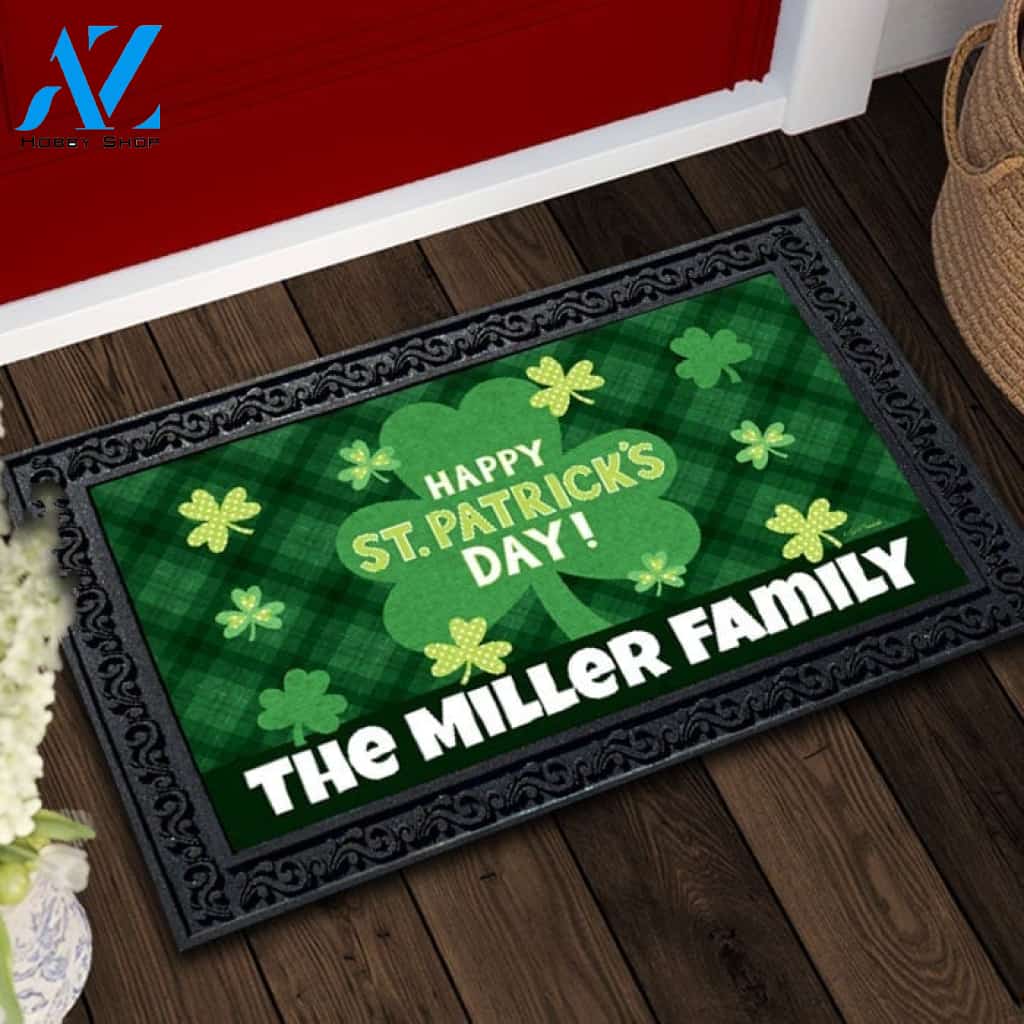Personalized Lucky Shamrocks Doormat - 18" x 30"