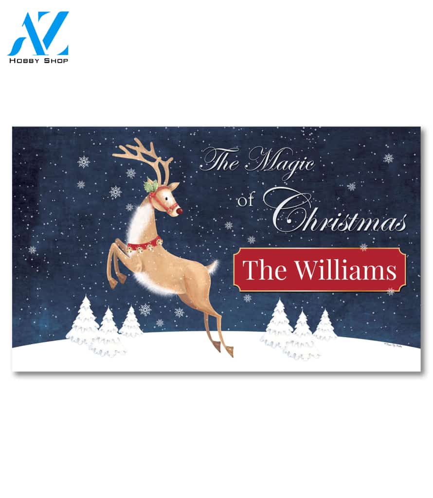 Personalized Magic of Christmas Reindeer Doormat - 18" x 30"
