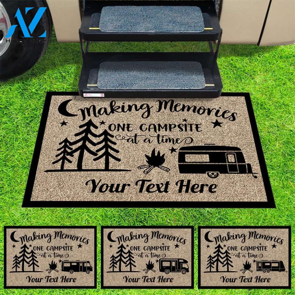 Personalized Making Memories One Campsite Outdoor Doormat, Gift Idea Camping Mats, RV Camper Motorhome, Custom Doormat