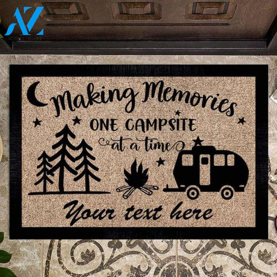 Gosszy - Personalized Making Memories One Campsite Outdoor Doormat, Gift Idea Camping Mats, RV Camper Motorhome, Custom Doormat