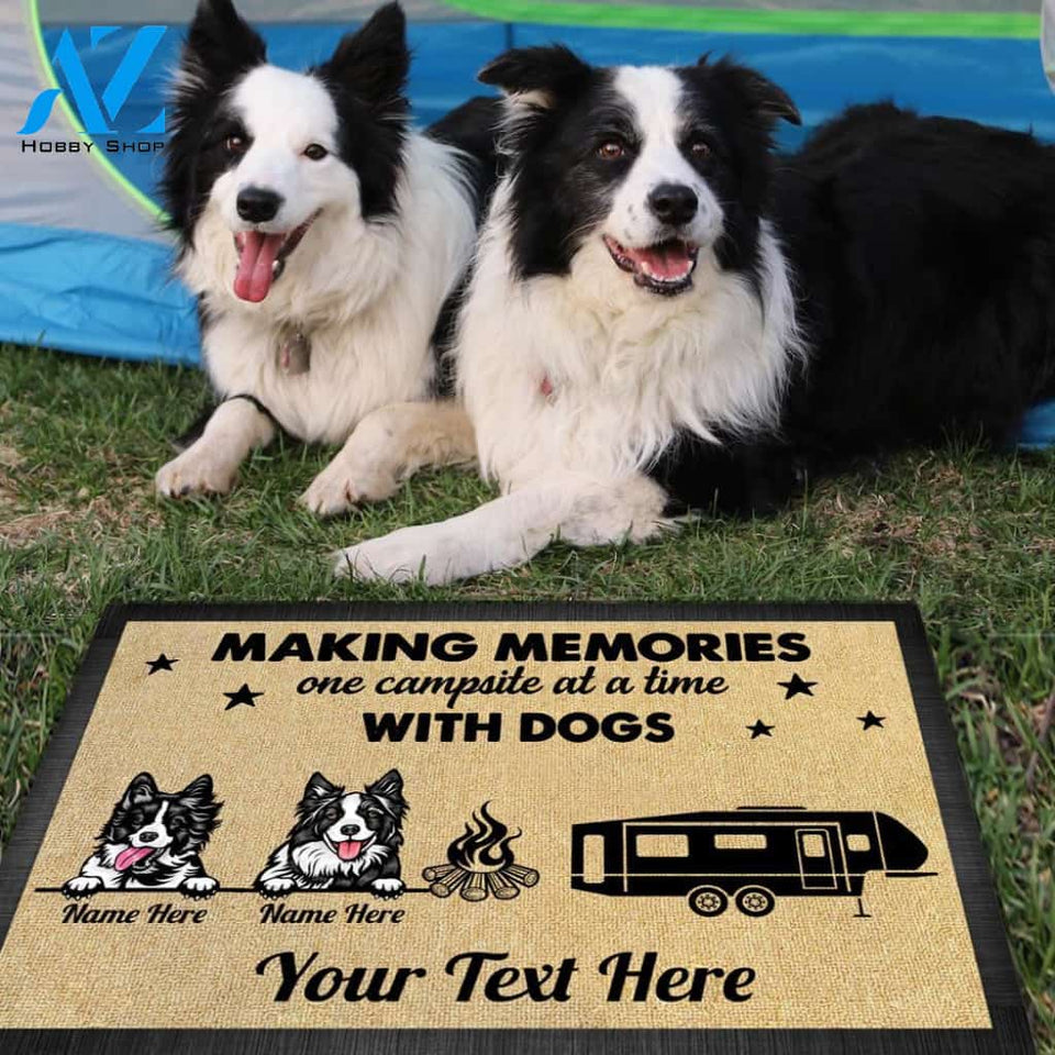 Gosszy - Personalized Making Memories One Campsite With Dogs Doormat, Camping With Dogs Mats, Camper Gift, Dog Lovers
