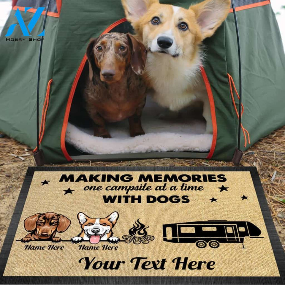 Gosszy - Personalized Making Memories One Campsite With Dogs Doormat, Camping With Dogs Mats, Camper Gift, Dog Lovers
