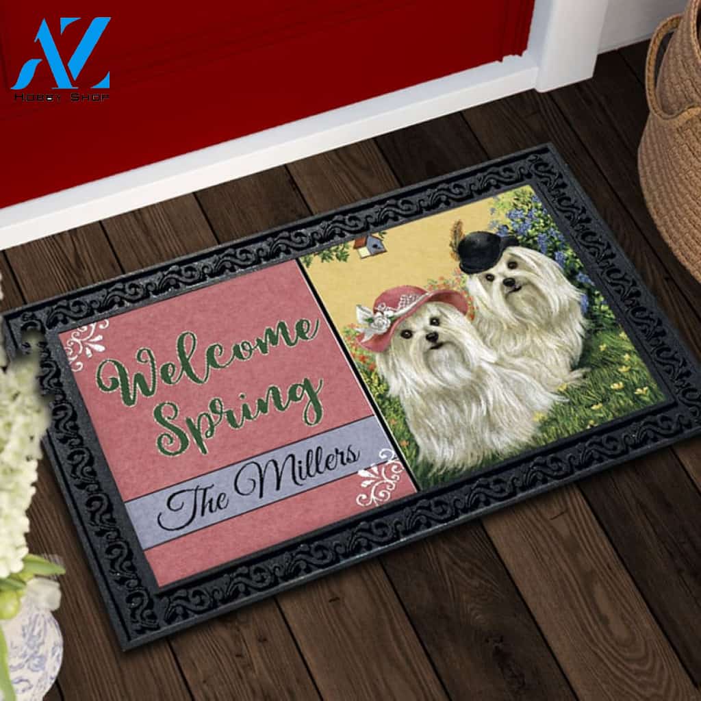 Personalized Maltese Mr & Mrs Doormat - 18" x 30"