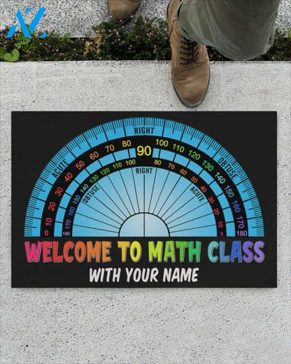 Personalized Math Teacher Mat - Welcome to Math Class Funny Doormat Gift For Student Teacher Classroom Home Decor Warm House Gift Welcome Mat Halloween Decor
