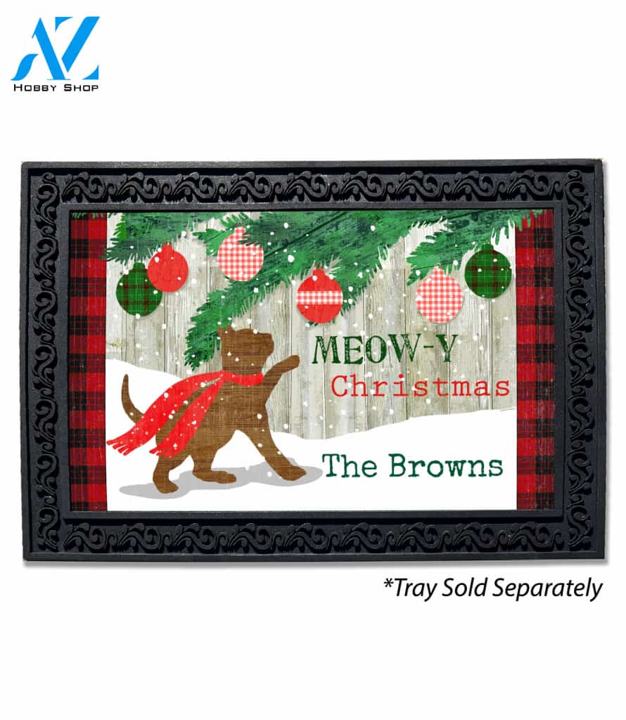 Personalized Meowy Christmas Kitten Doormat - 18" x 30"