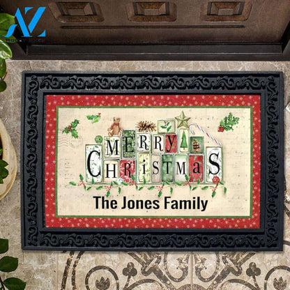 Personalized Merry Christmas Blocks - Doormat - 18" x 30"