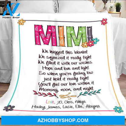 Personalized Mimi Blanket, Mimi Blanket With Grandkids Names, Mimi We Hugged This Blanket