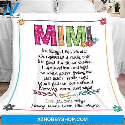 Personalized Mimi Blanket, Mimi Blanket With Grandkids Names, Mimi We Hugged This Blanket