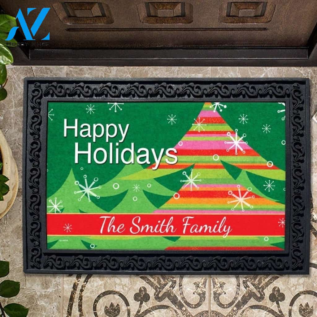 Personalized Mod Christmas Tree Doormat - 18" x 30"