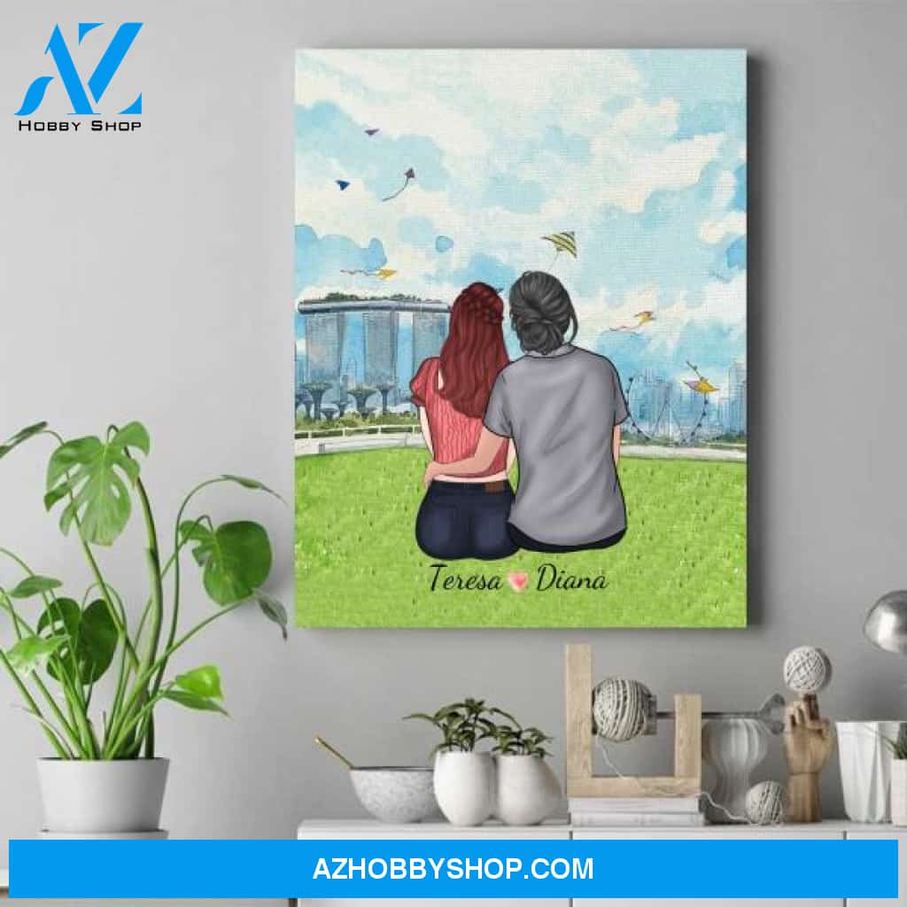 Personalized Mother Daughter Canvas - Good Birthday Gifts For Mom - Up To 4 Daughters