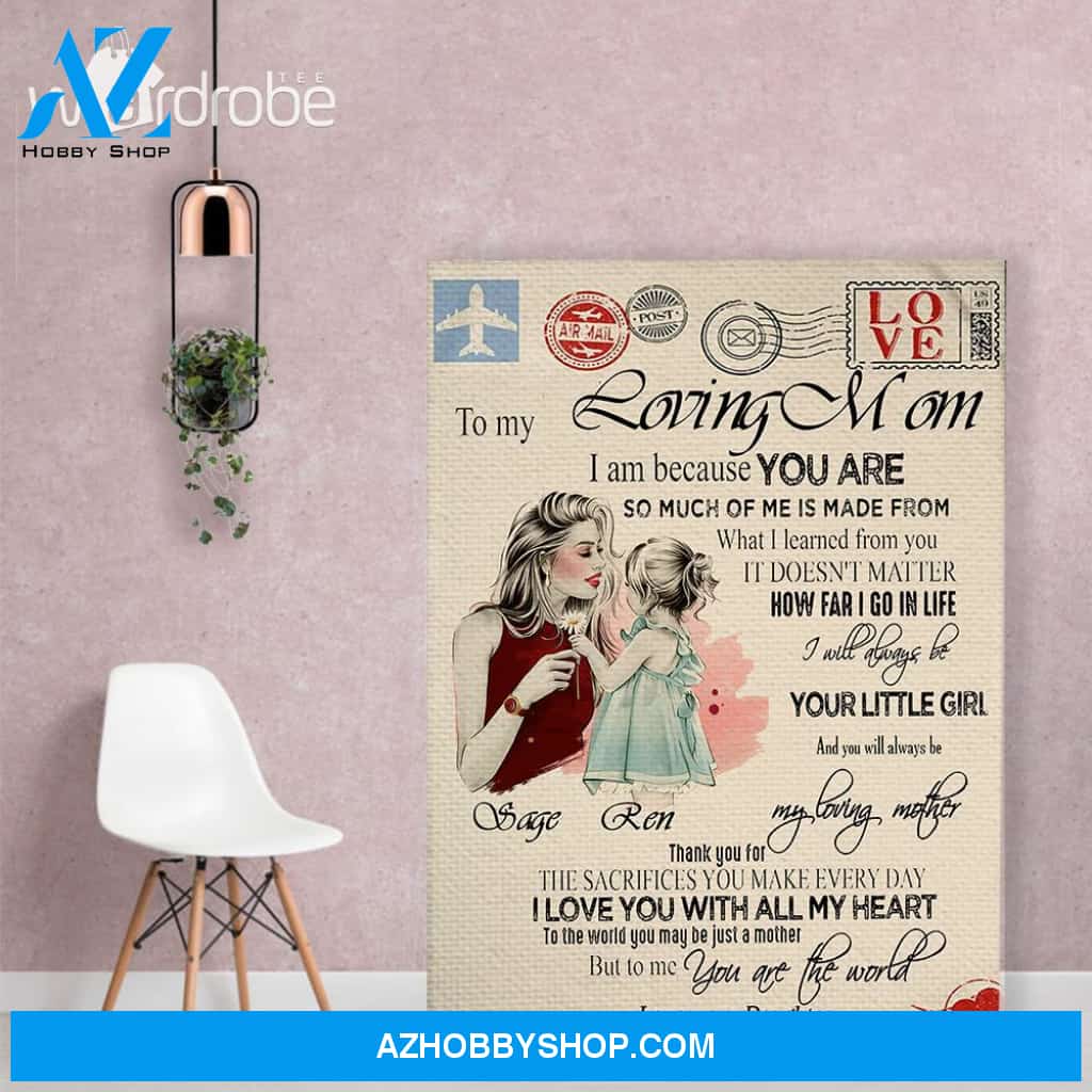 Personalized Mother's Day Gift Custom Canvas Letter From Daughter To My Loving Mom