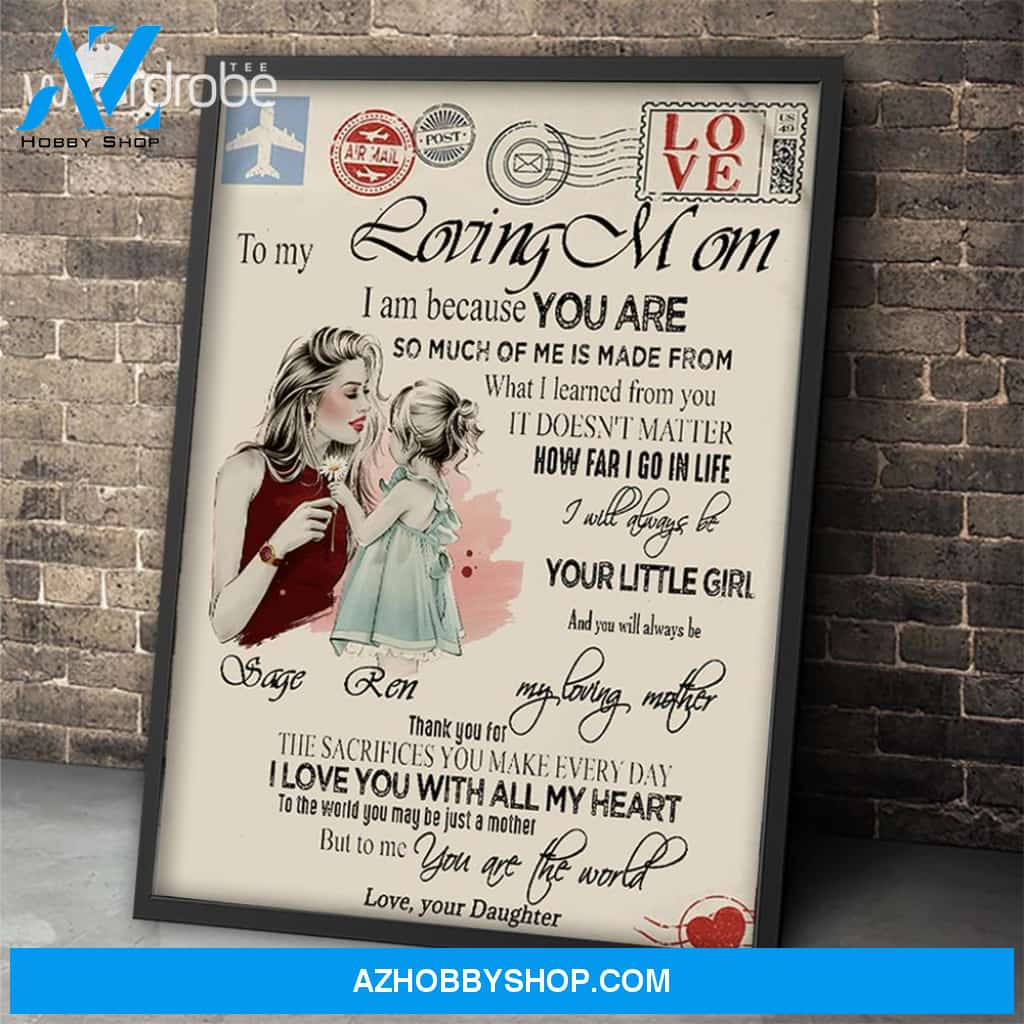 Personalized Mother's Day Gift Custom Canvas Letter From Daughter To My Loving Mom
