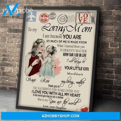 Personalized Mother's Day Gift Custom Canvas Letter From Daughter To My Loving Mom