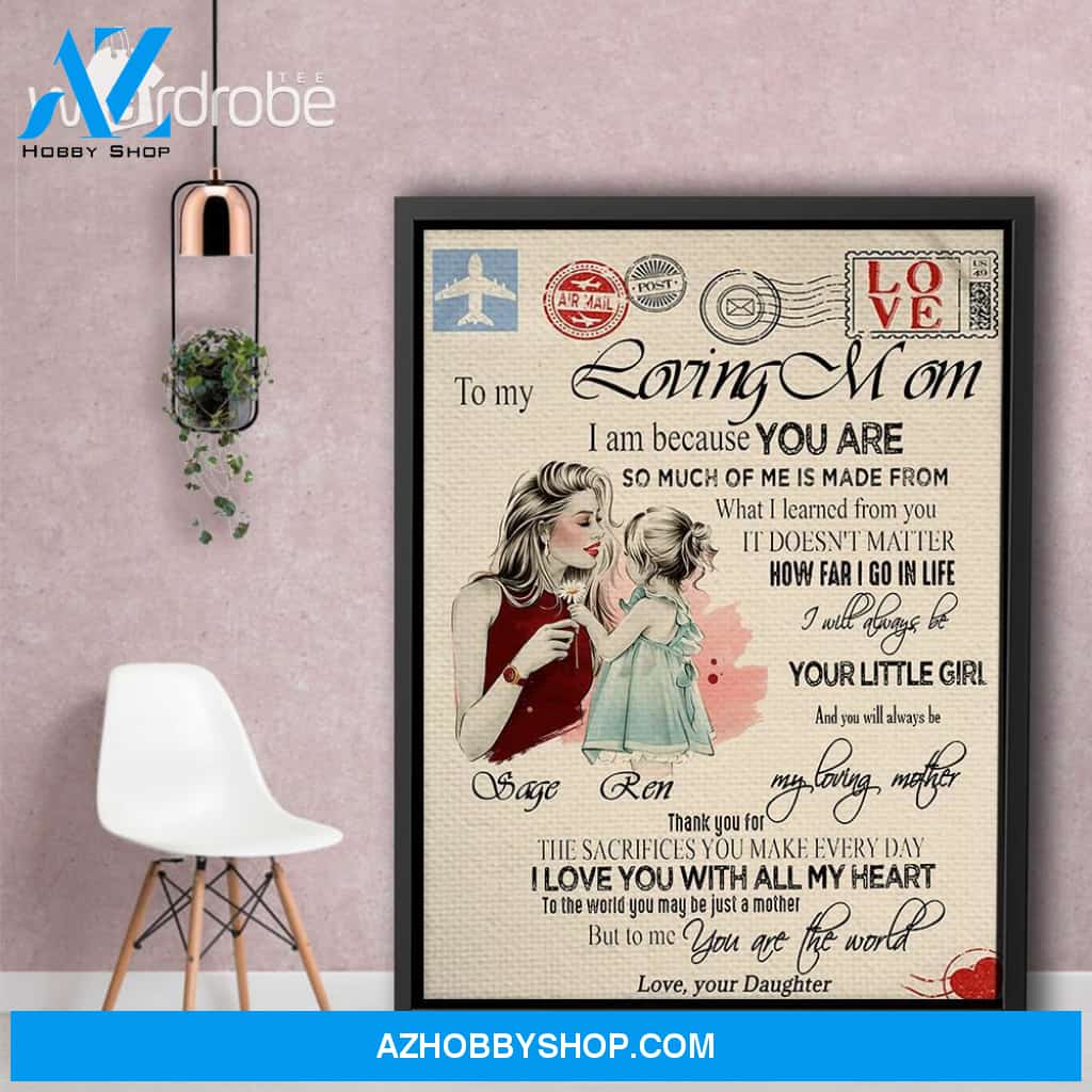 Personalized Mother's Day Gift Custom Canvas Letter From Daughter To My Loving Mom