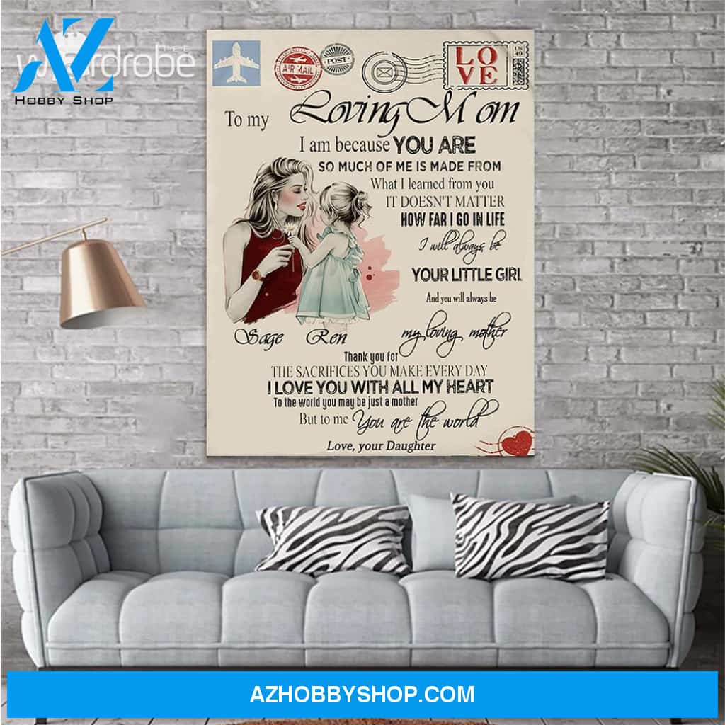 Personalized Mother's Day Gift Custom Canvas Letter From Daughter To My Loving Mom