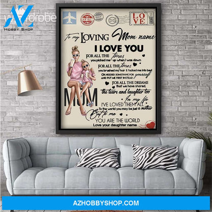 Personalized Mother's Day Gift Custom Canvas Letter From Daughter To My Loving Mom
