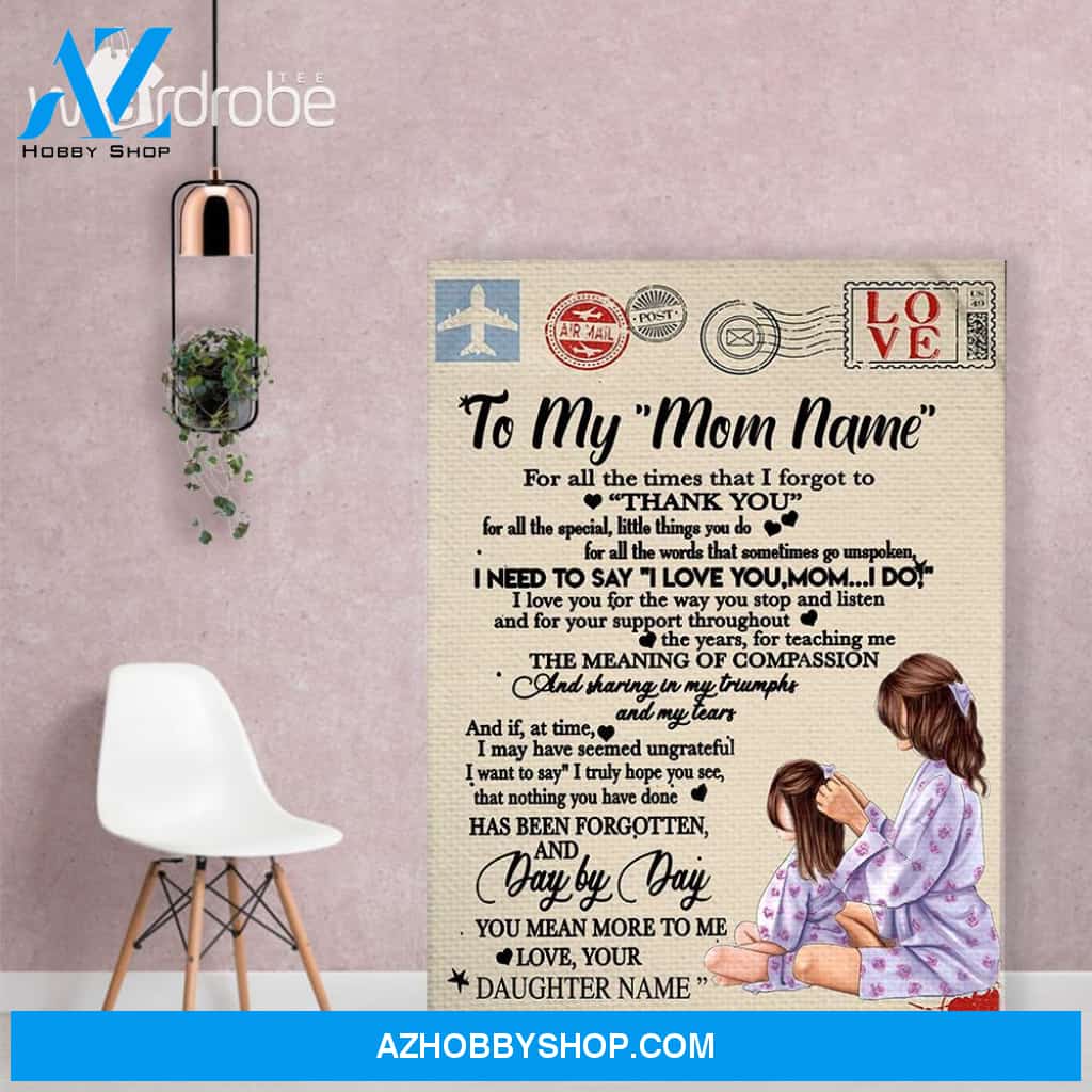 Personalized Mother's Day Gift Custom Canvas Letter From Daughter To My Mom