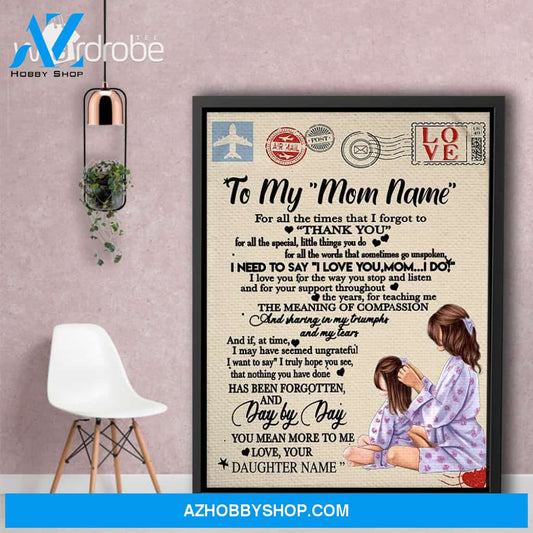 Personalized Mother's Day Gift Custom Canvas Letter From Daughter To My Mom
