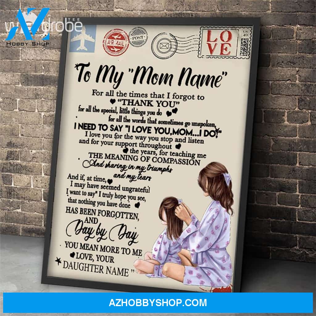 Personalized Mother's Day Gift Custom Canvas Letter From Daughter To My Mom